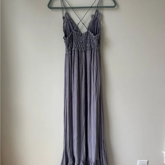 Free People Adella Maxi Dress Size Small Lace Maxi Dress in Dark Gray Boho Chic - Picture 13 of 15
